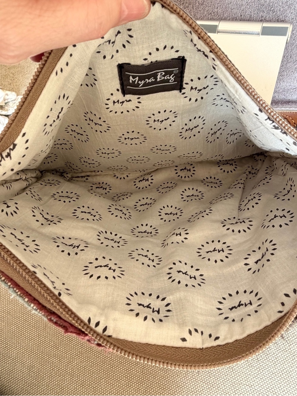 Myra Bag Brown Multi Patchwork Crossbody with Cowhide & Leather Trim Aztec Print - Picture 11 of 13